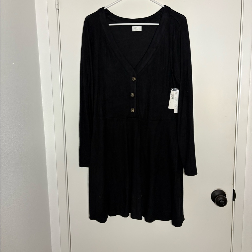 Abound Black V-Neck Long Sleeve Casual Dress